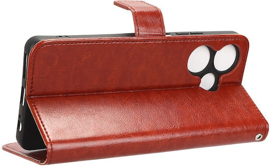 Crazy Horse Wallet Piele artificială / Plastic / Silicon Maro (Infinix Hot 30I)