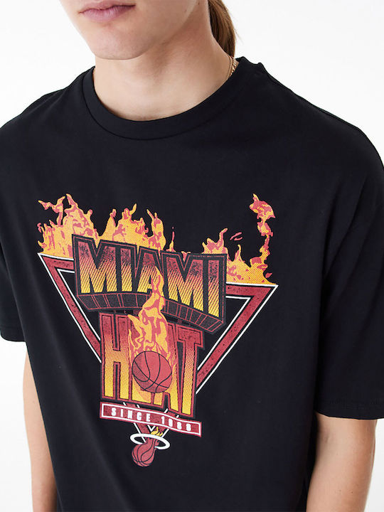 New Era Miami Heat Herren Sport T-Shirt Kurzarm Schwarz