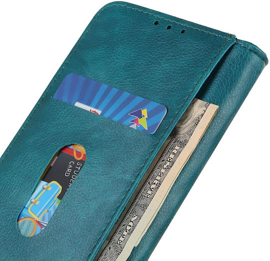 Brieftasche Leder / Silikon Grün (Moto G72)