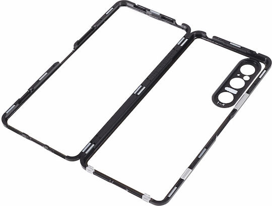 Back Cover Tempered Glass / Plastic Magnetic Negru (Xperia 1 V)