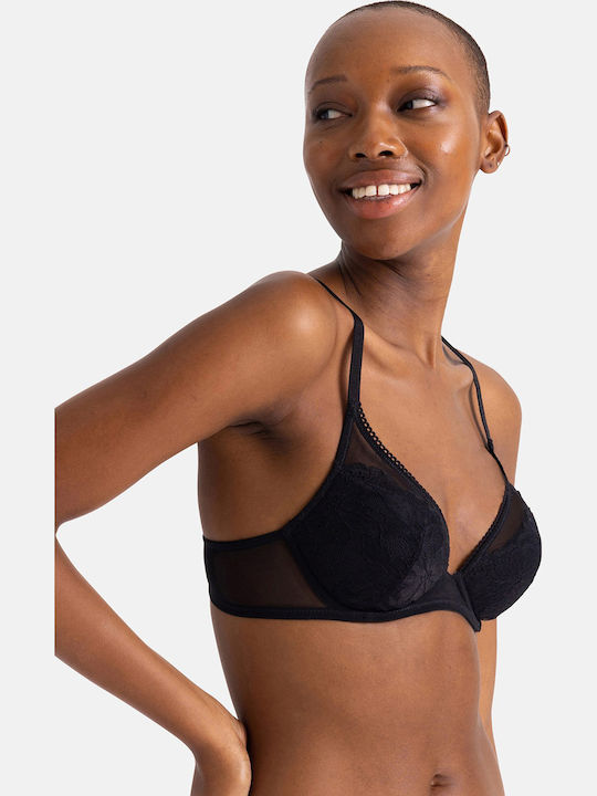 Bra with Light Padding Underwire Black/Beige