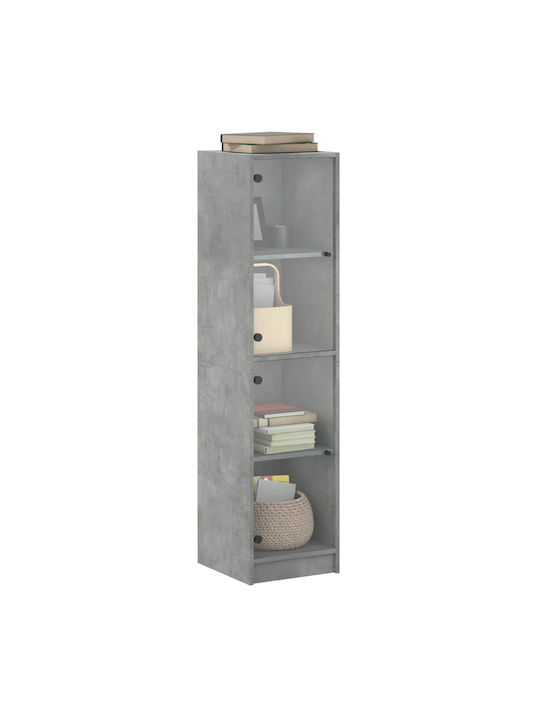 Floor-standing Living Room Display Cabinet made of Particleboard with Glass Grey 35x37x142cm