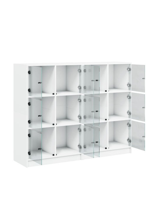 Floor-standing Living Room Display Cabinet made of Particleboard with Glass White 136x37x109cm