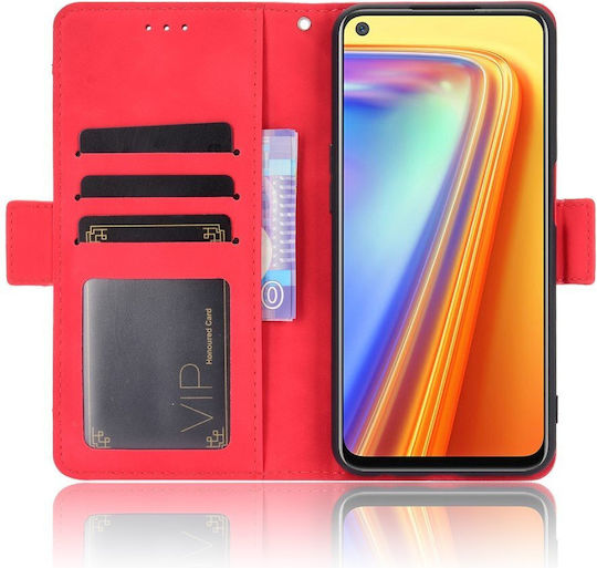 Book Piele artificială / Plastic / Silicon Roșu (Realme 7)