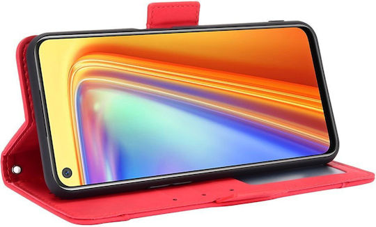Book Piele artificială / Plastic / Silicon Roșu (Realme 7)