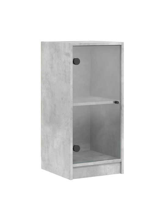 Floor Particle Board Living Room Display Cabinet with Glass Grey 35x37x75.5cm