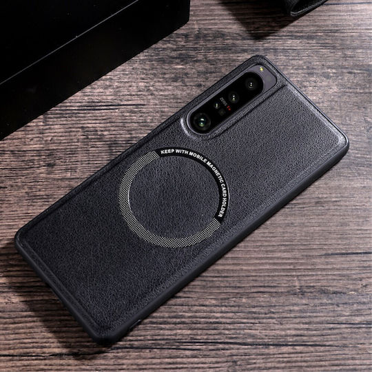 Umschlag Rückseite Leder / Synthetisches Leder / Silikon Schwarz (Xperia 1 V)
