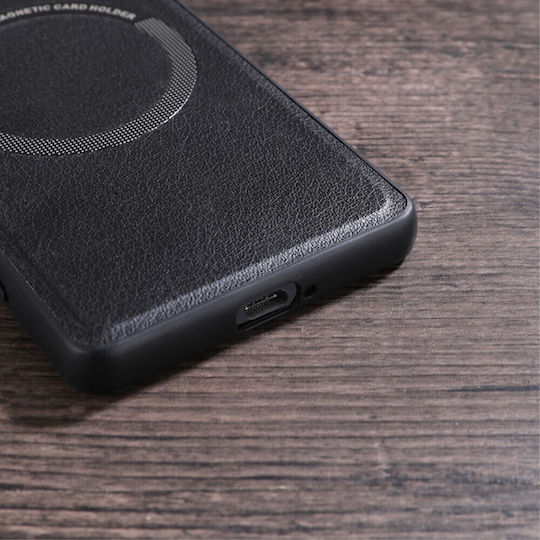 Umschlag Rückseite Leder / Synthetisches Leder / Silikon Schwarz (Xperia 1 V)