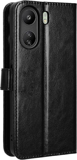 Crazy Horse Wallet Synthetic Leather / Plastic / Silicone Black (Redmi 13C 4G / Poco C65 4G)