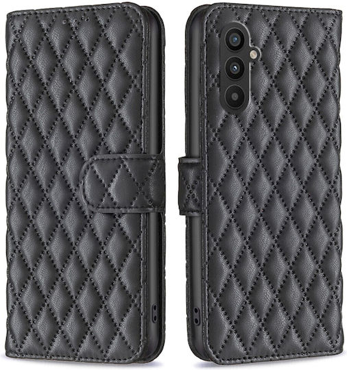 Binfen Binfen Diamond Gitter Brieftasche Synthetisches Leder 0.3mm Schwarz (Galaxy A25 5G)