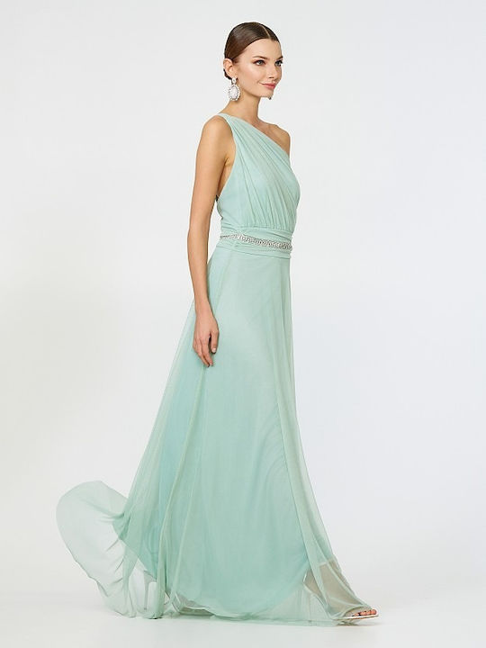 Lynne Maxi Dress for Wedding / Baptism Open Back with Tulle Mint