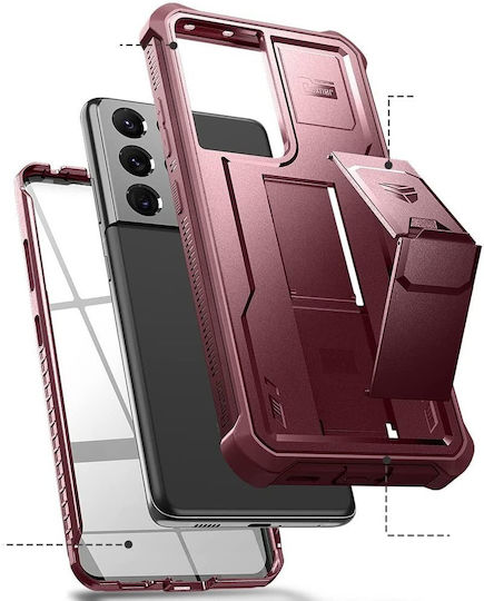 Dexnor 360 Full Cover Σετ με Τζαμάκι Κόκκινο (Galaxy S21 Ultra 5G)