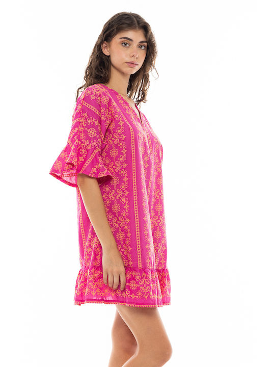 Pink Label Damen Mini Kaftan Strand Fuchs