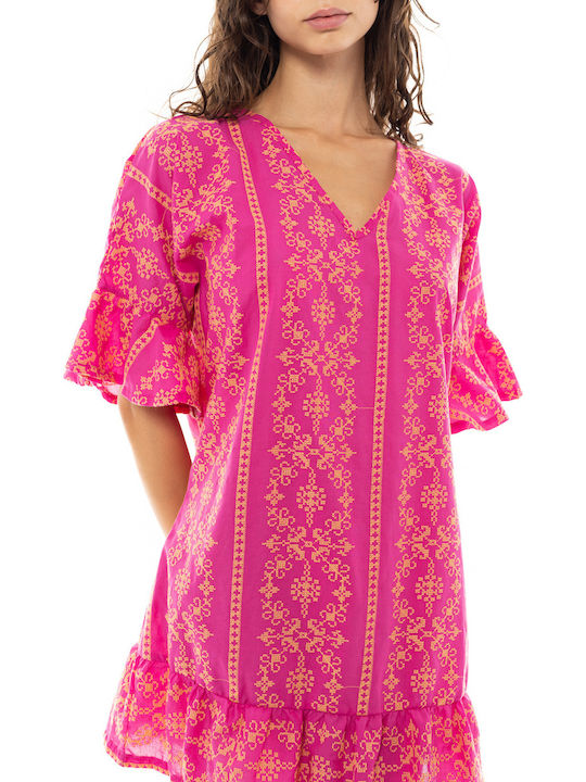 Pink Label Damen Mini Kaftan Strand Fuchs