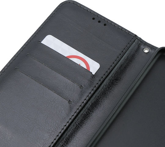 Crazy Horse Wallet Synthetic Leather / Plastic / Silicone Black (Oppo A58 4G)