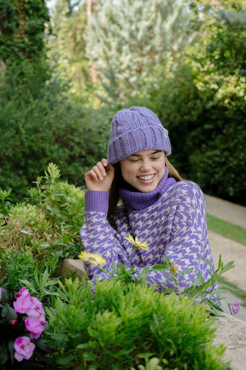 Beanie Unisex Beanie Gestrickt in Flieder Farbe