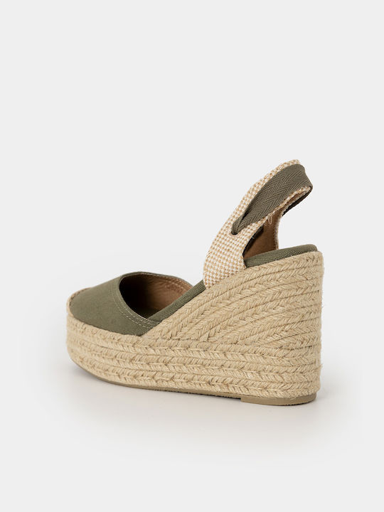 Louizidis Women's Synthetic Leather Platform Espadrilles Khaki