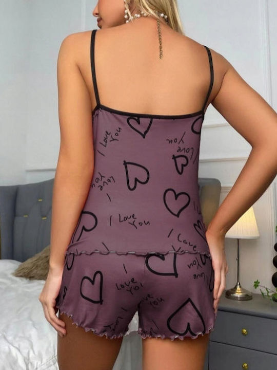 Sommer Damen Pyjama-Set Fioletowa