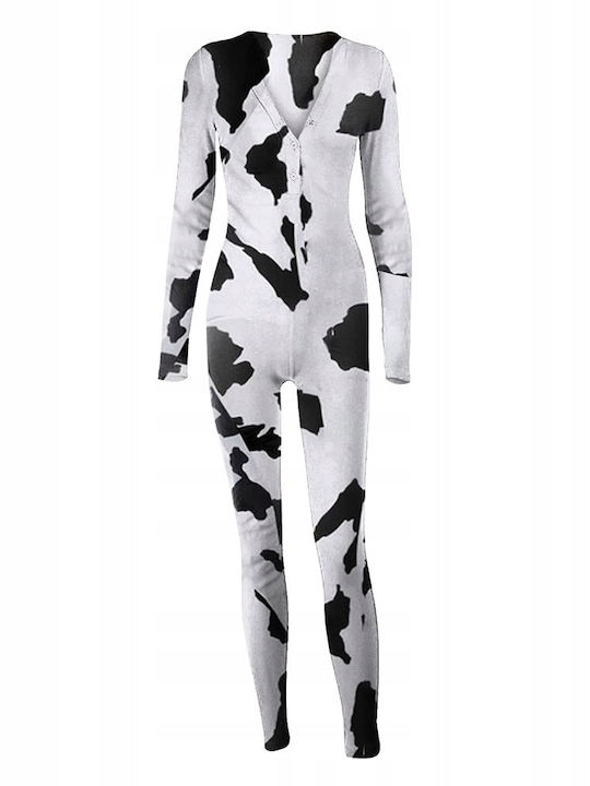 Winter Damen Einteiliger Pyjama Weiß