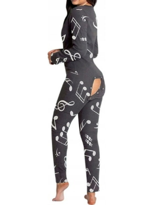 Winter Damen Einteiliger Pyjama Gray