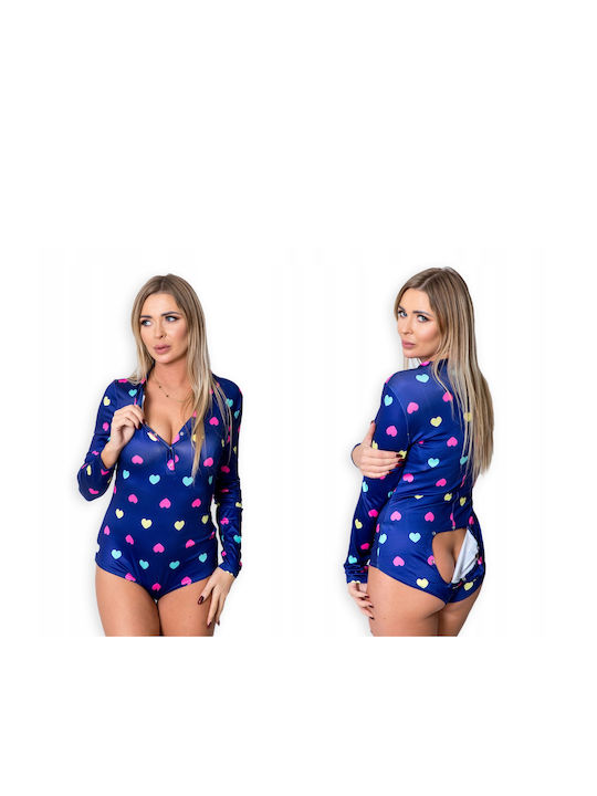 Winter Women's Cotton Onesie Pyjama Blue