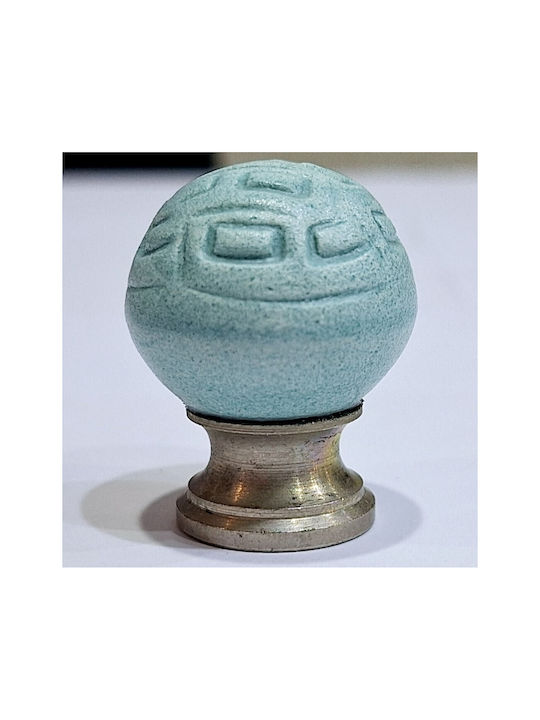 Premier Kinder Knopf Möbelgriff aus Zamak & Metallisch & Porzellan in Hellblau Farbe 11776-000-ARG1 1Stück