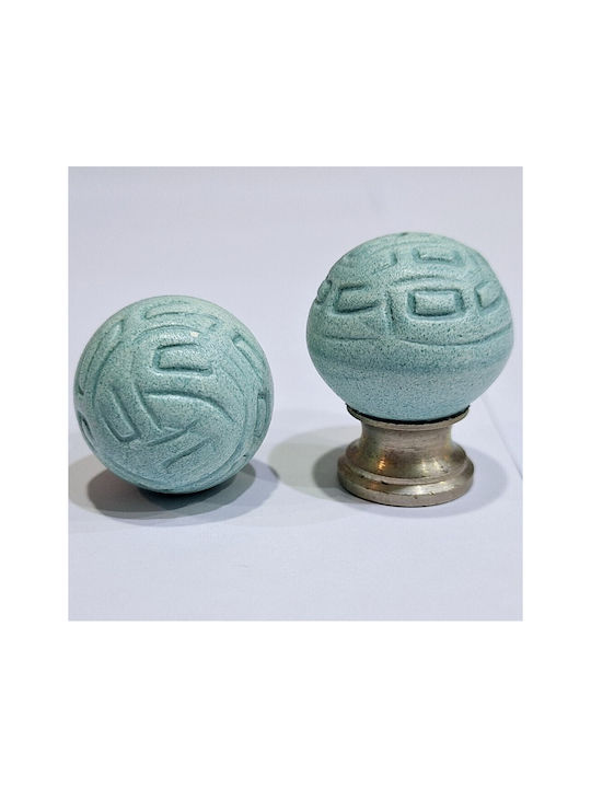 Premier Kinder Knopf Möbelgriff aus Zamak & Metallisch & Porzellan in Hellblau Farbe 11776-000-ARG1 1Stück