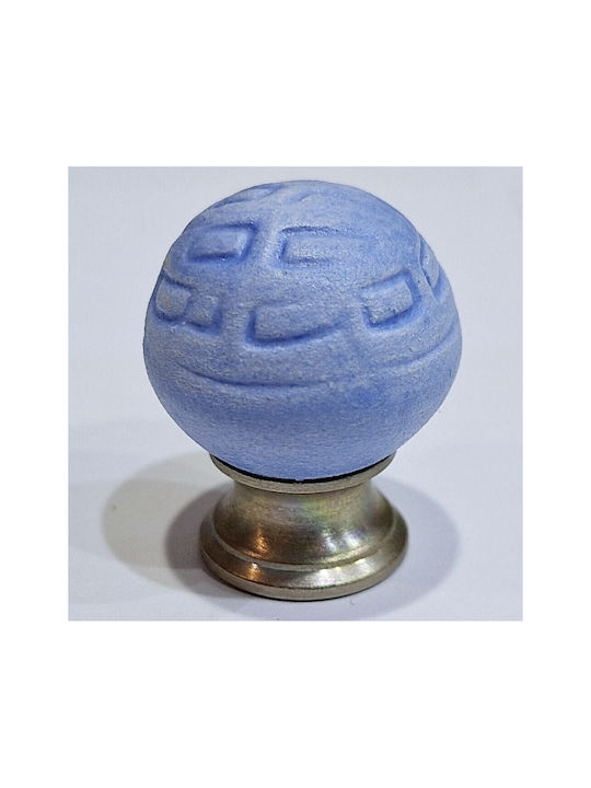 Premier Kinder Knopf Möbelgriff aus Zamak & Metallisch & Porzellan in Blau Farbe 11777-000-ARG1 1Stück