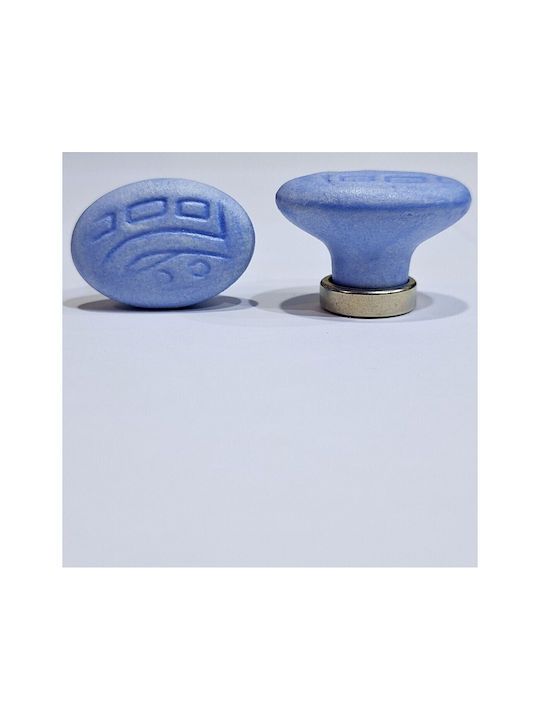 Premier Kids Knob Furniture made of Zamak & Metallic & Porcelain in Blue Color 35mm (Center Distance 25mm) 11780-000-ARG1 1pcs