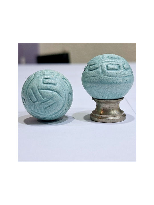 Premier Kinder Knopf Möbelgriff aus Zamak & Metallisch & Porzellan in Hellblau Farbe 11776-000-ARG1 1Stück