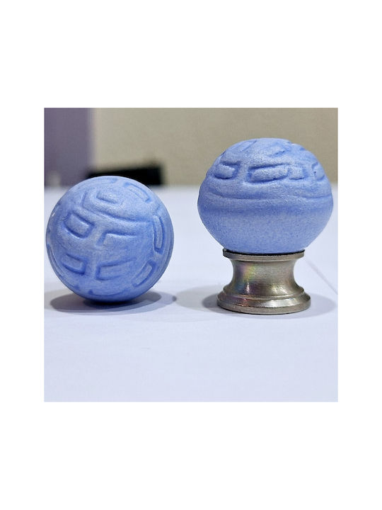 Premier Kinder Knopf Möbelgriff aus Zamak & Metallisch & Porzellan in Blau Farbe 11777-000-ARG1 1Stück