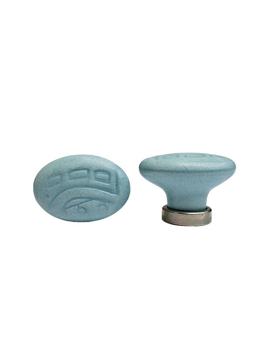 Premier Kids Knob Furniture made of Zamak & Metallic & Porcelain in Light Blue Color 35mm (Center Distance 25mm) 11779-000-ARG1 1pcs
