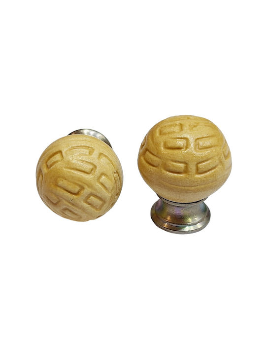 Premier Kinder Knopf Möbelgriff aus Zamak & Metallisch & Porzellan in Gelb Farbe 11778-000-ARG1 1Stück