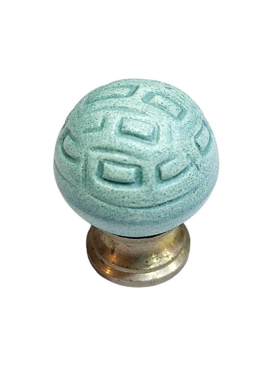 Premier Kinder Knopf Möbelgriff aus Zamak & Metallisch & Porzellan in Hellblau Farbe 11776-000-ARG1 1Stück