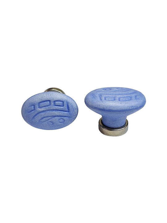 Premier Kids Knob Furniture made of Zamak & Metallic & Porcelain in Blue Color 35mm (Center Distance 25mm) 11780-000-ARG1 1pcs