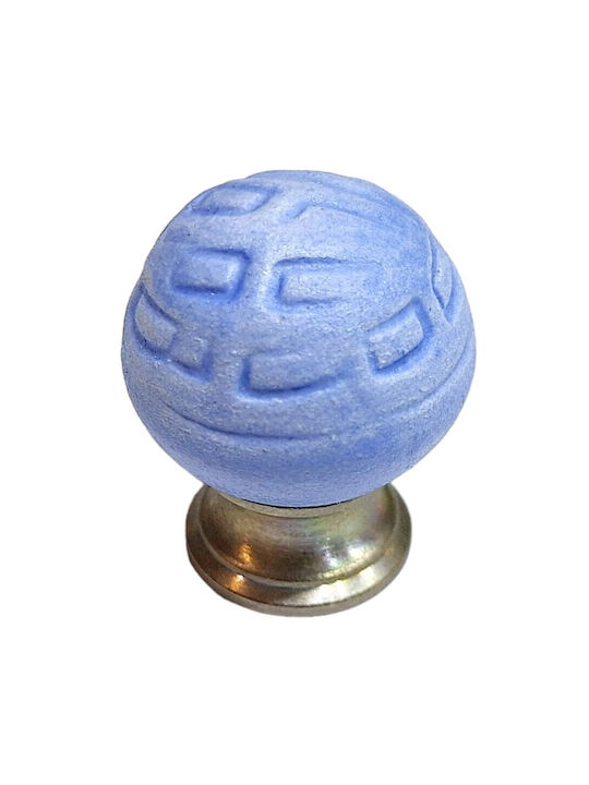 Premier Kinder Knopf Möbelgriff aus Zamak & Metallisch & Porzellan in Blau Farbe 11777-000-ARG1 1Stück