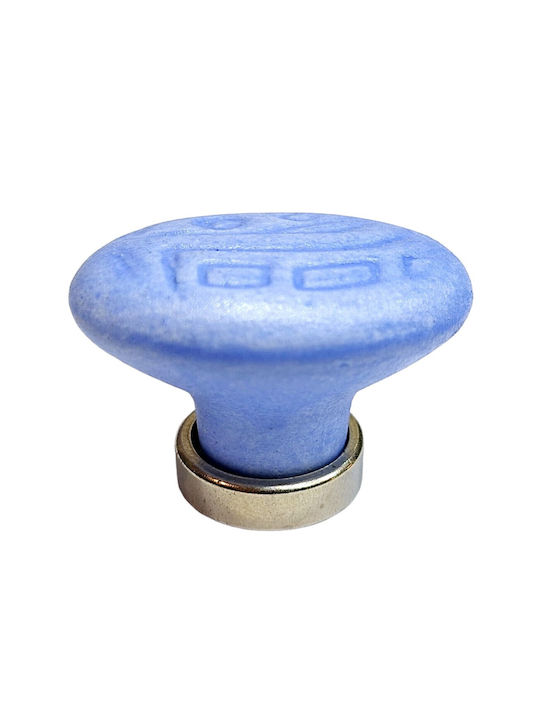 Premier Kids Knob Furniture made of Zamak & Metallic & Porcelain in Blue Color 35mm (Center Distance 25mm) 11780-000-ARG1 1pcs