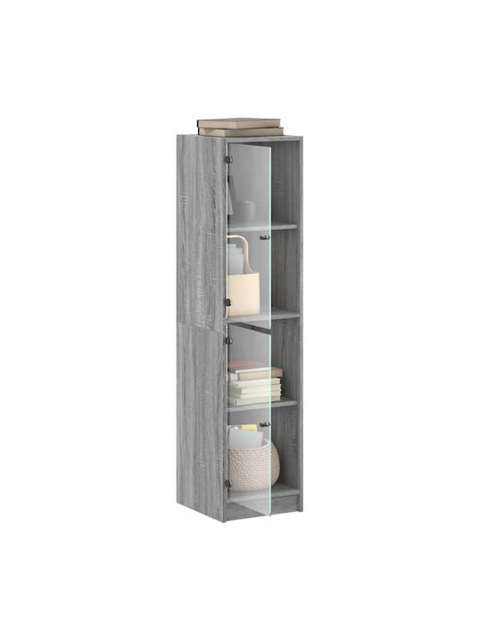 Wand Wohnzimmer Vitrine aus Spanplatte mit Glas Grey 35x37x142cm