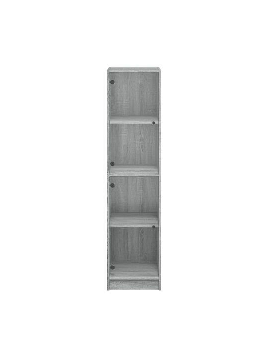 Wand Wohnzimmer Vitrine aus Spanplatte mit Glas Grey 35x37x142cm