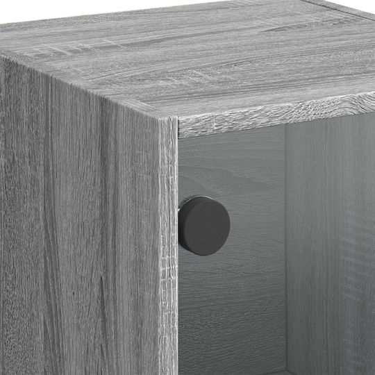 Wall Living Room Display Cabinet made of Particleboard with Glass Grey 35x37x109cm