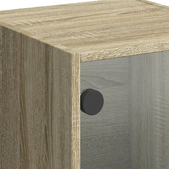 Hängende Wohnzimmer-Vitrine aus Spanplatte in Sonoma-Eiche mit Glastür 35x37x109 cm