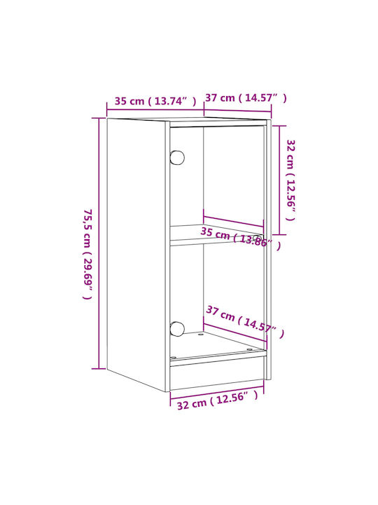 Wall Living Room Display Cabinet made of Particleboard with Glass Sonoma Oak 35x37x75.5cm