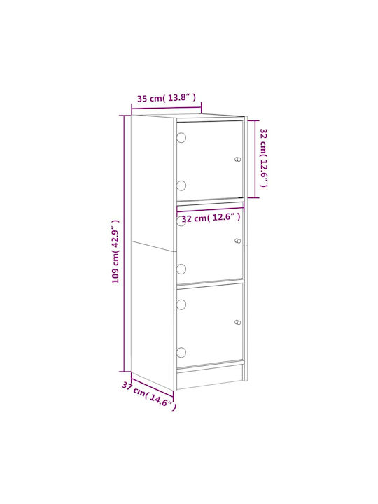 Wand Wohnzimmer Vitrine aus Spanplatte mit Glas Grey 35x37x109cm