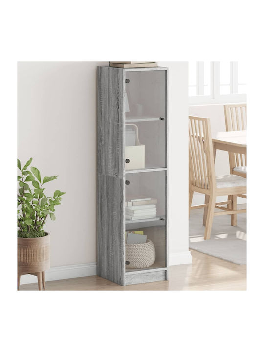 Wand Wohnzimmer Vitrine aus Spanplatte mit Glas Grey 35x37x142cm