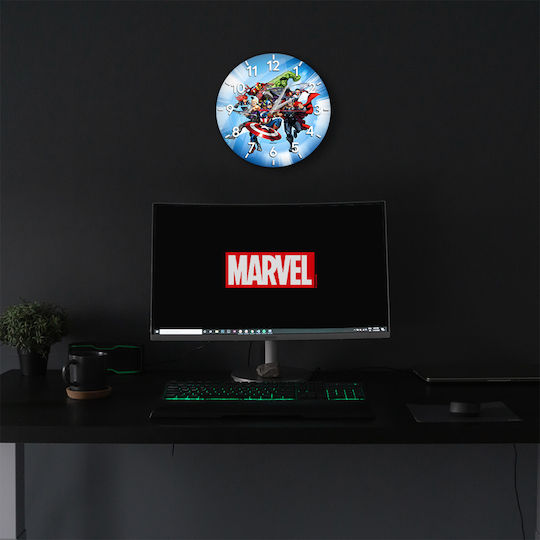 Marvel Παιδικό Ρολόι Τοίχου Υπερήρωες Μεταλλικό 30.5εκ.