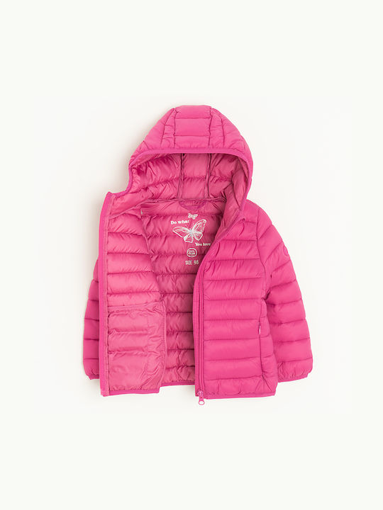 Kids Casual Short Coat with Hood Pink