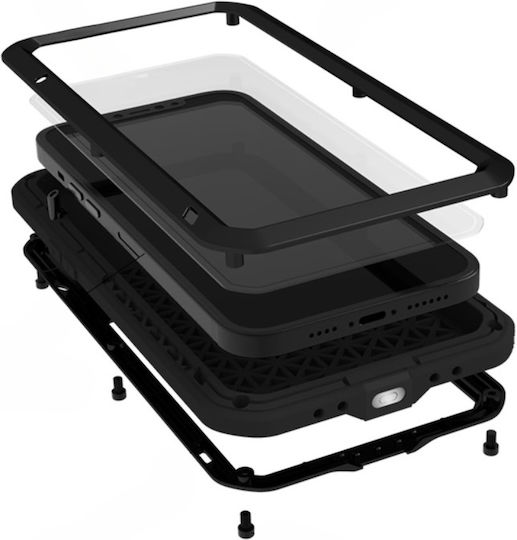 Love Mei Umschlag Rückseite Metallisch Schwarz (iPhone 13 Pro)