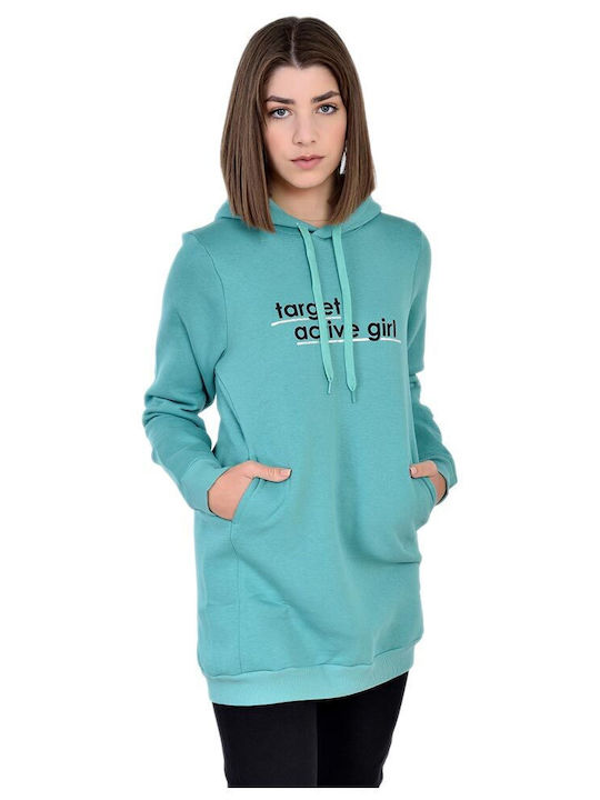 Target Damen Longshirt Langarm mit Kapuze Türkis