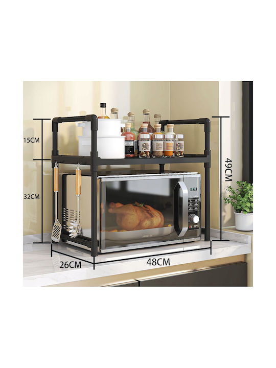 Βάση για Φούρνο Μικροκυμάτων Μεταλλική 48x32x49εκ. Μαύρη
