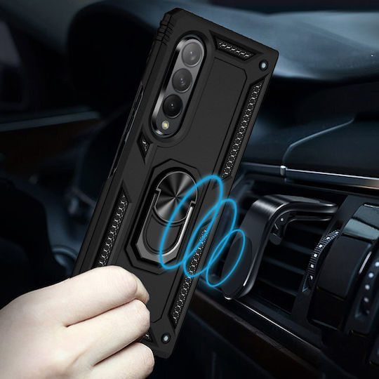 Erbord Umschlag Rückseite Metallisch Schwarz (Samsung Galaxy Z Fold3 5G)